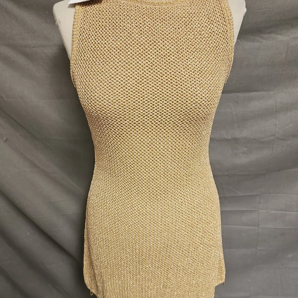 RUNAWAY THE LABEL ARIYA MINI DRESS IN GOLD SIZE S