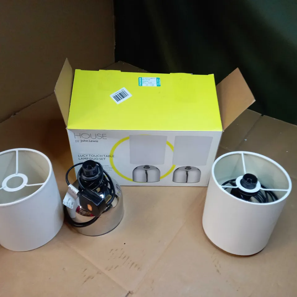 BOXED JOHN LEWIS POLISHED CHROME LUCY TOUCH TABLE LAMP DUO SET
