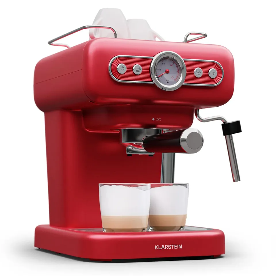KLARSTEIN ESPRESSIONATA EVO 950W 19BAR ESPRESSO MACHINE RED