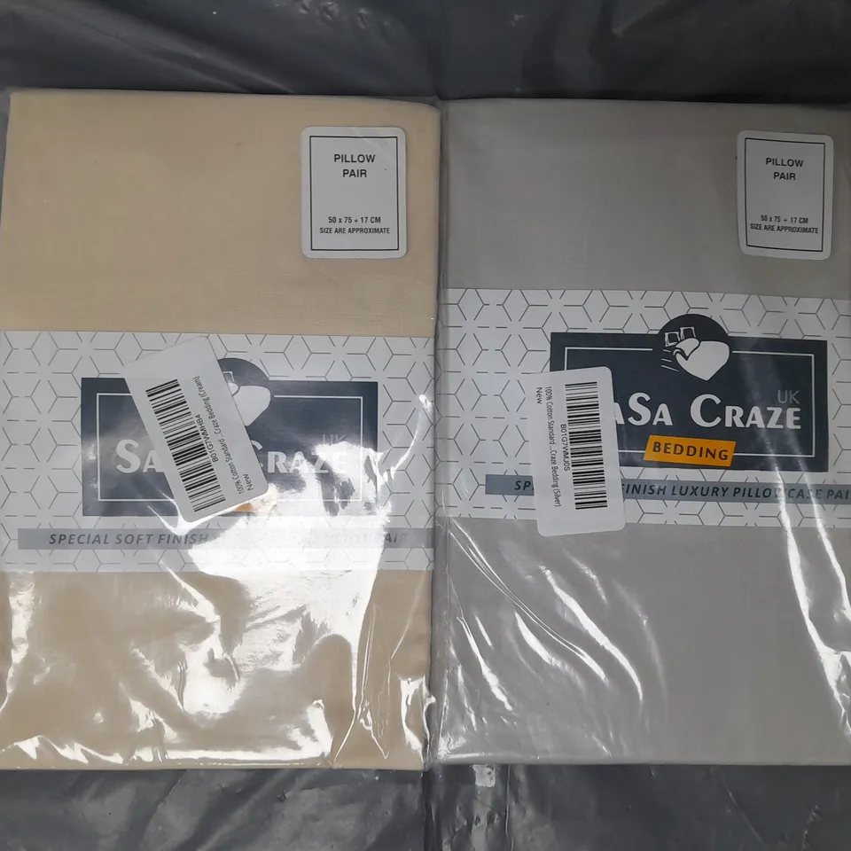 BOX OF APPROXIMATELY 8 ASSORTED BEDDING ITEMS TO INCLUDE PILLOW PAIRS IN VARIOUS COLOURS