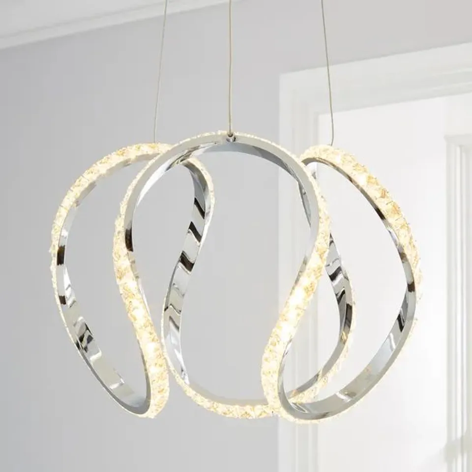 BOXED MARSIA INTEGRATED LED SWIRL JEWEL CHROME SEMI FLUSH CEILING LIGHT