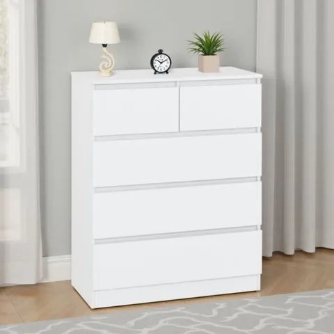 BOXED MALVERN 3+2 DRAWER CHEST - WHITE (2 BOXES)