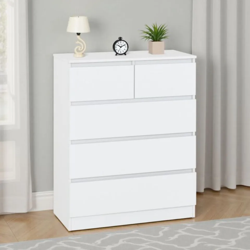 BOXED MALVERN 3+2 DRAWER CHEST - WHITE (2 BOXES)