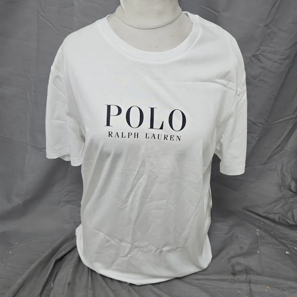 POLO RALPH LAUREN WHITE T‑SHIRT – MEN’S LOGO TEE - LARGE