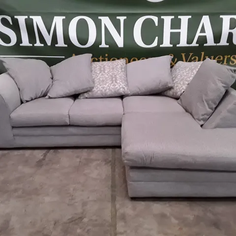 QUALITY DESIGNER CORNER SOFA - LIGHT GREY FABRIC