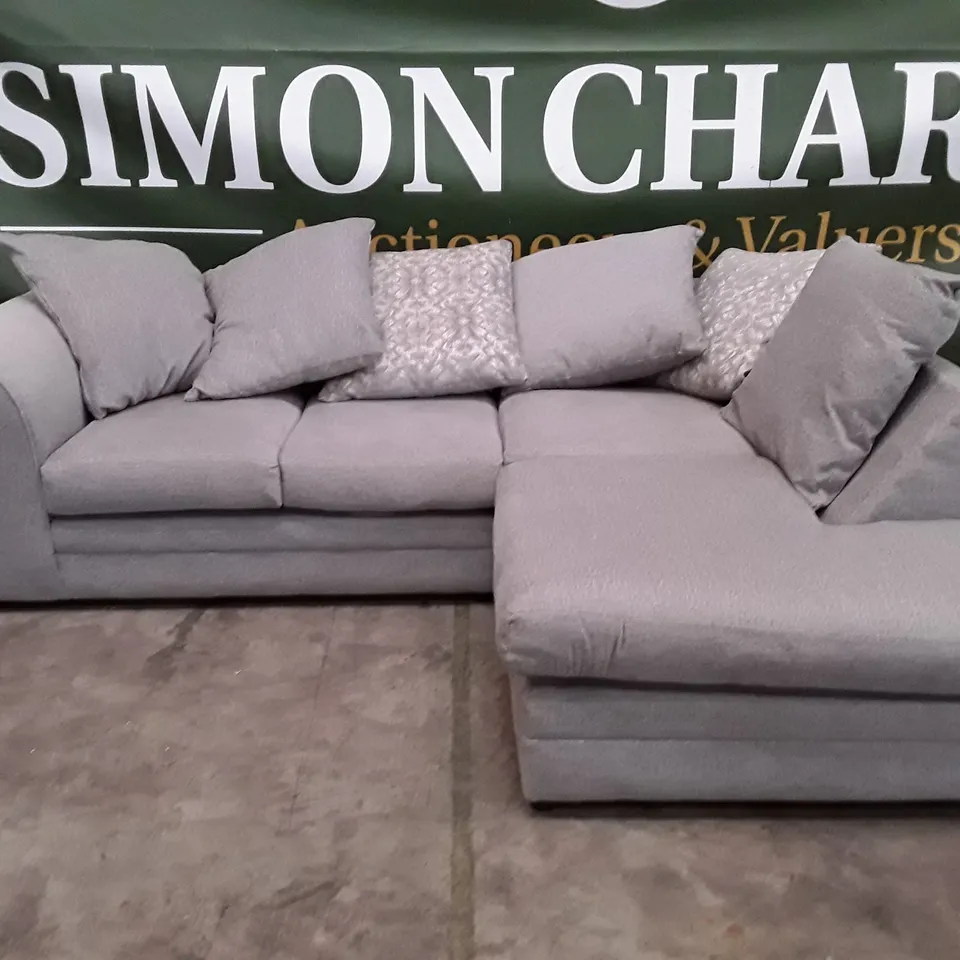 QUALITY DESIGNER CORNER SOFA - LIGHT GREY FABRIC