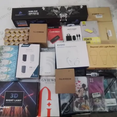 BOX CONTAINING LARGE AMOUNT OF MIXED BOXED ELECTRONIC ITEMS PHONE ACCESSORIES ETC.