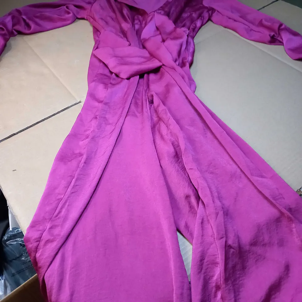 PRETTYLITTLETHING FUCHSIA SHIRT STYLE JUMPSUIT - SIZE 16