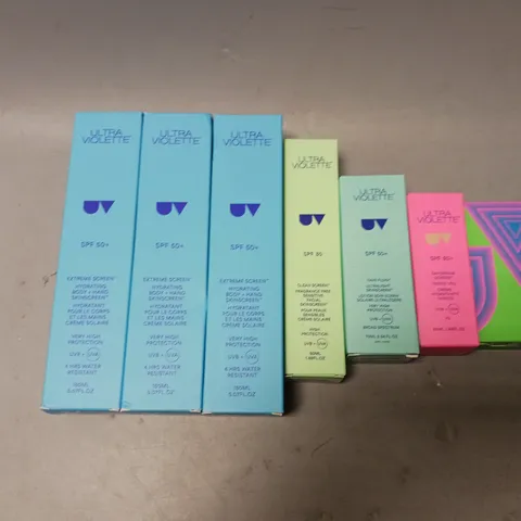 7 ULTRA VIOLETTE PRODUCTS TO INCLUDE SPF 50+ SXTREME SKIN, SPF 30 CLEAN SCREEN, AND SPF 50+ DAYDREAM SCREEN ETC.