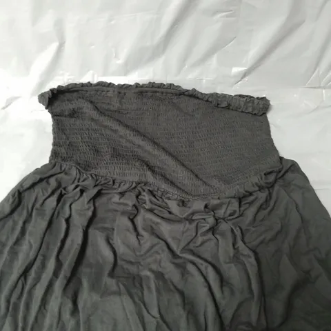 SHIRRED BANDEAU BEACH MINI DRESS - BLACK - 14