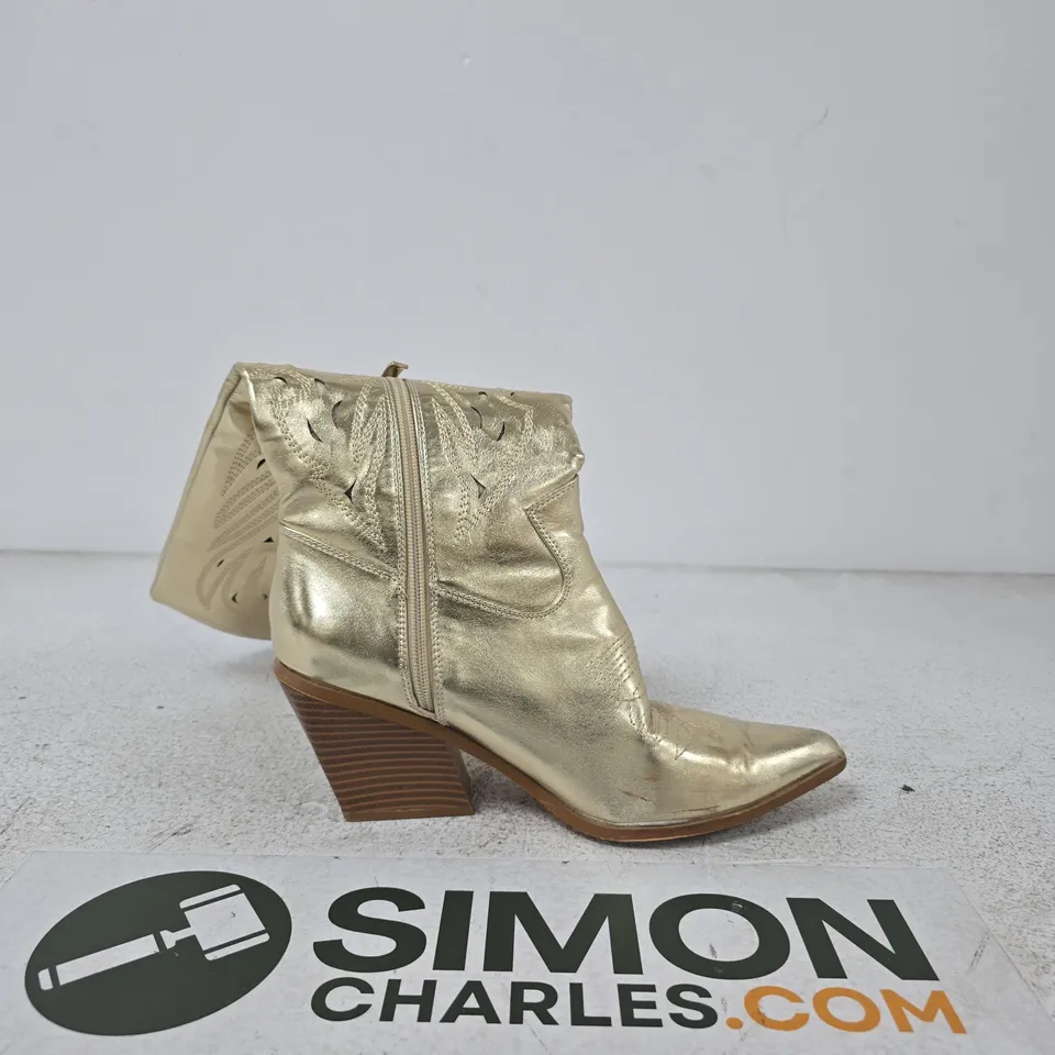 EGO WOMEN'S UK 6 METALLIC GOLD WESTERN BOOT – MISTY (MISTY) – MAN MADE MATERIALS