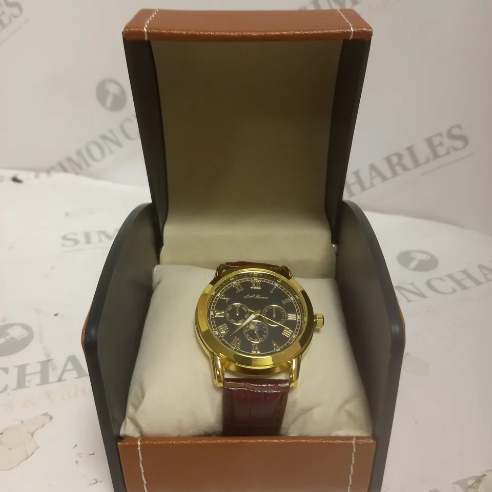 MENS LA BANUS CHRONOGRAPH WATCH – BLACK DIAL – LEATHER STRAP 