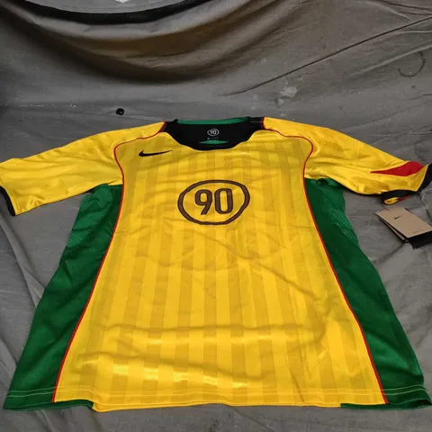 NIKE MEN'S TOTAL 90 FOOTBALL JERSEY – YELLOW/GREEN, DRI-FIT, SIZE M, LOOSE FIT 