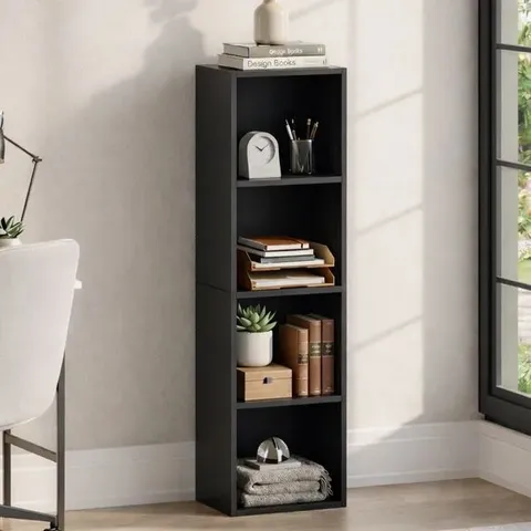 BOXED OXFORD 4 TIER CUBE BOOKCASE - BLACK (1 BOX)