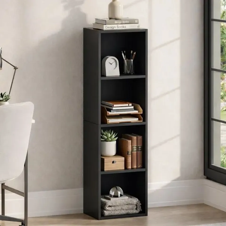 BOXED OXFORD 4 TIER CUBE BOOKCASE - BLACK (1 BOX)