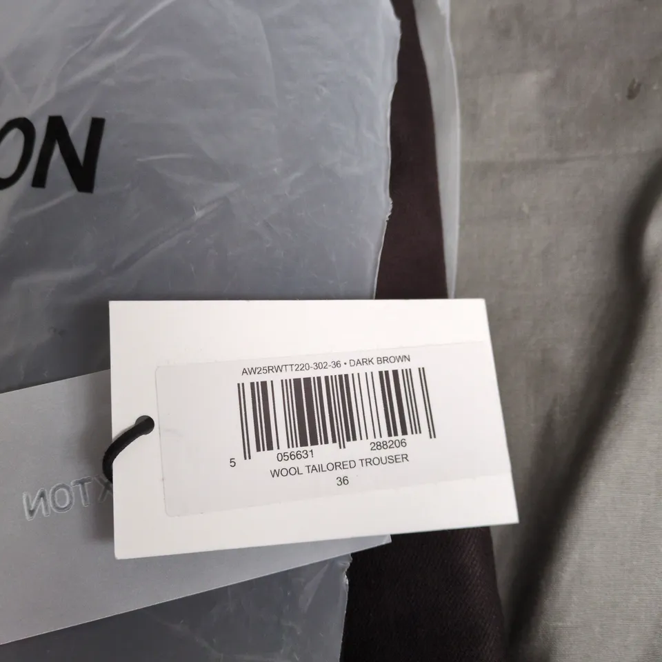 COLE BUXTON WOOL TAILORED TROUSERS – UK 36, DARK BROWN