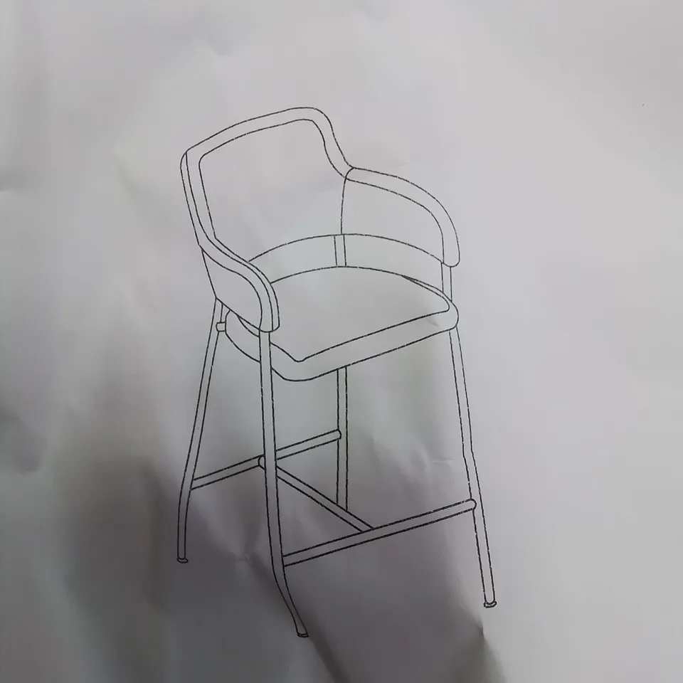 A BOXED PAIR OF BLACK VELVET UPHOLSTERED DINING ROOM CHAIRS/STOOLS