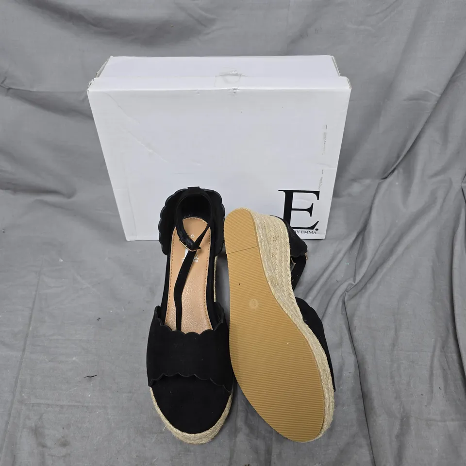 EMMA BLACK SUEDE WEDGE SANDALS – UK 6