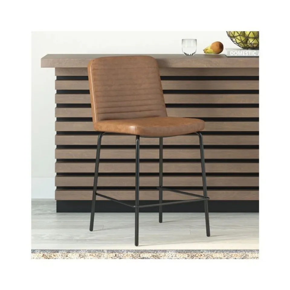 BOXED COREY COUNTER STOOL CAMEL FAUX LEATHER