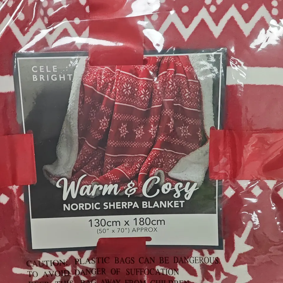 CELE BRIGHT WARM & COSY NORDIC SHERPA BLANKET 130CM X 180CM