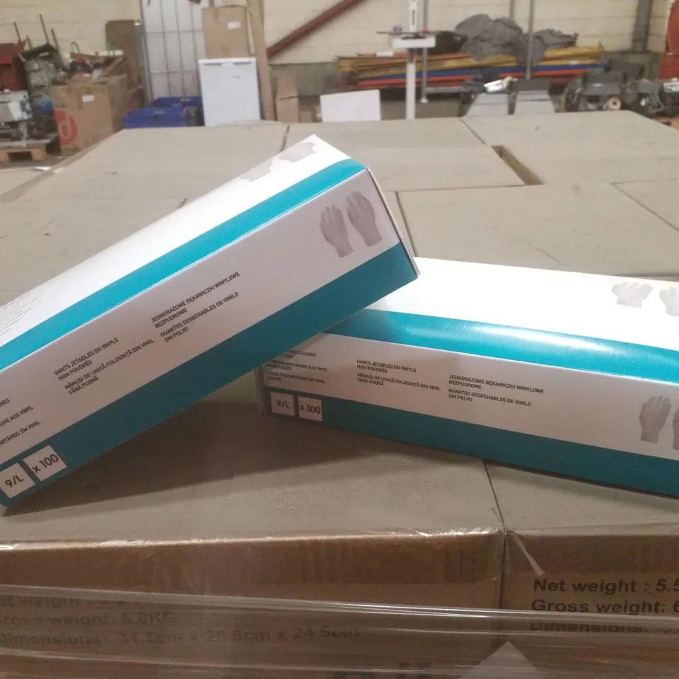 PALLET CONTAINING APPROXIMATELY 560 INTCO VINYL GLOVES 100PK LARGE