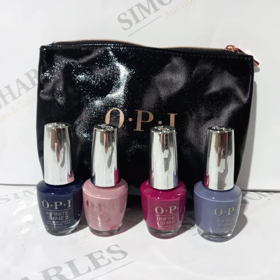 BOXED O.P.I SET OF 4 NAIL VARNISHES IN VARIOUS COLOURS