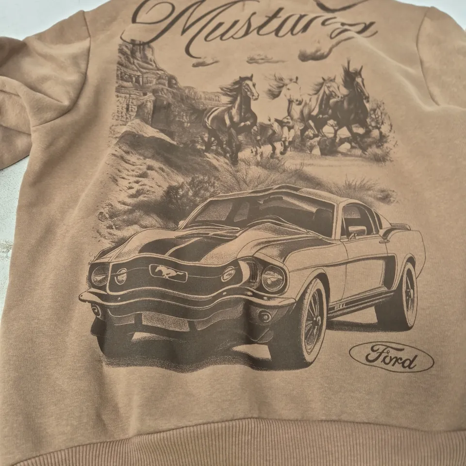 FORD MUSTANG OFFICIAL LICENSED HOODIE – BROWN – SIZE L