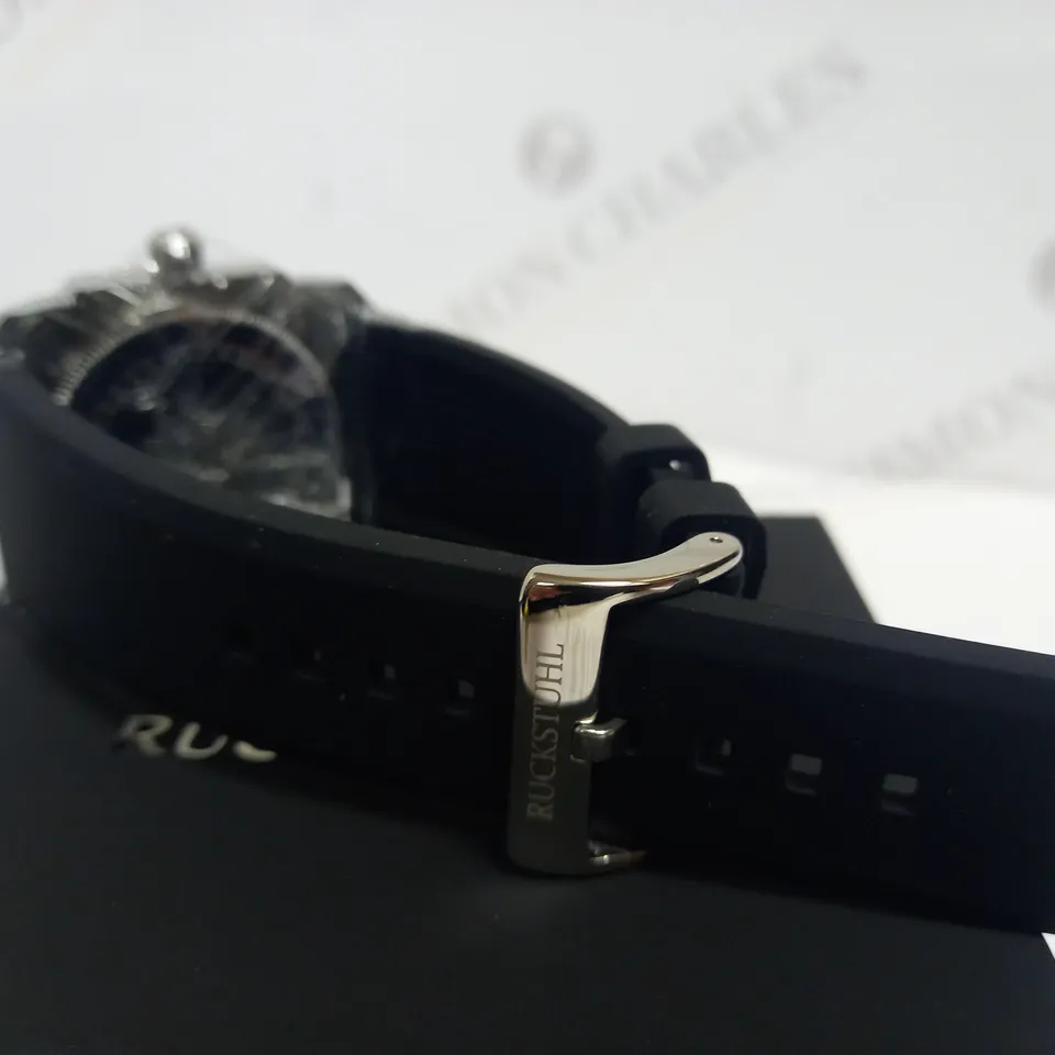 RUCKSTUHL OCTAGONAL FACE RUBBER STRAP WATCH