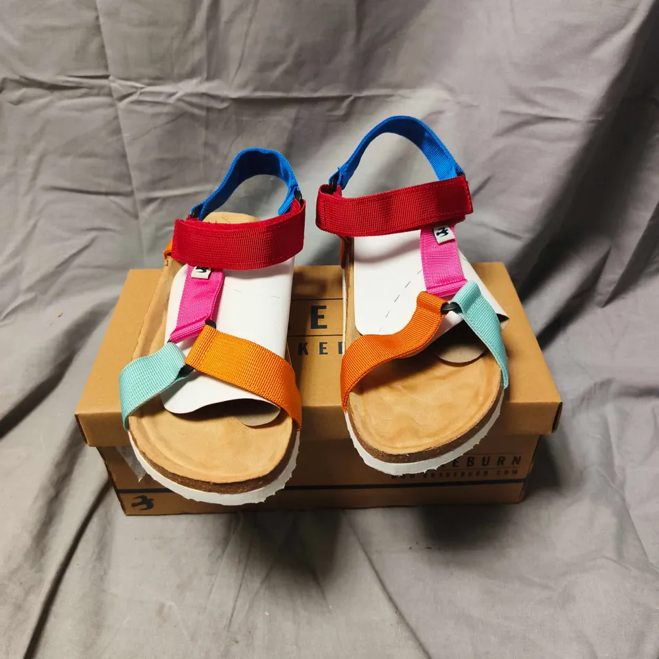 BOXED PAIR OF BRAKEBURN COLOURFUL STRAPPY SANDALS – WOMEN'S SANDALS - SIZE 6 UK