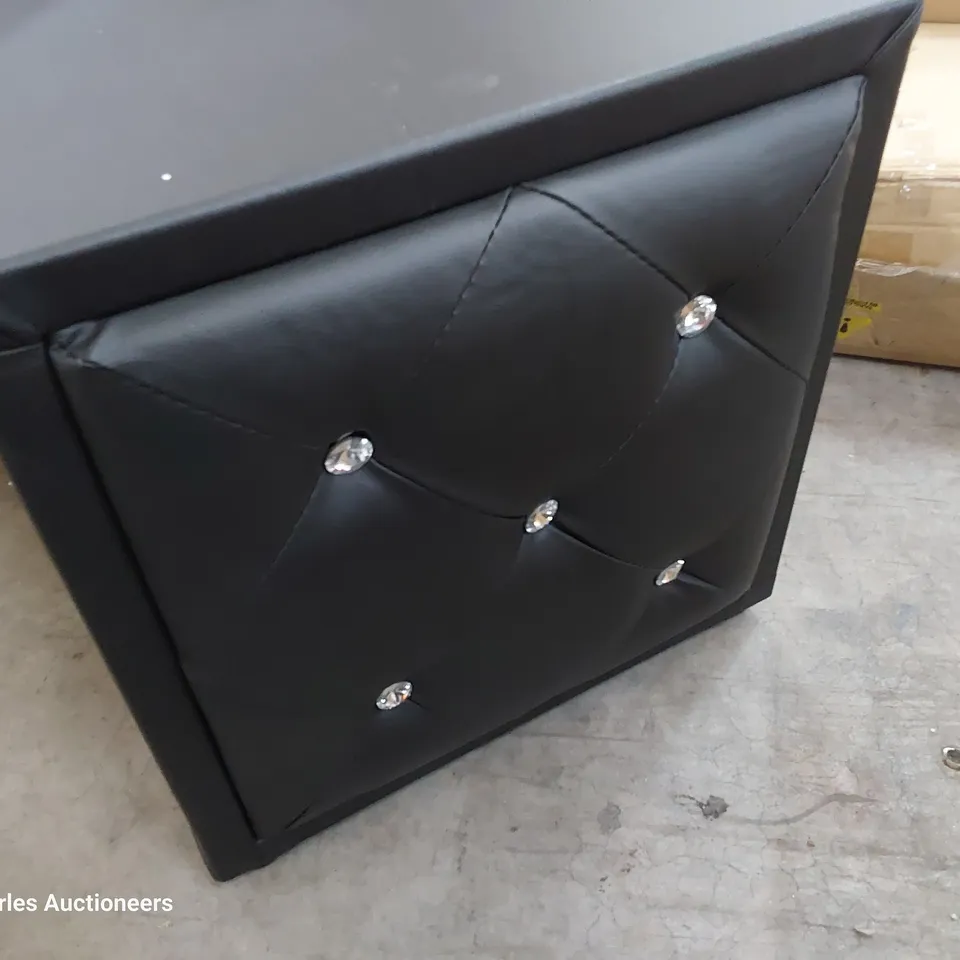 BOXED DESIGNER VERONICA UPHOLSTERED TWO DRAWER CHEST BLACK