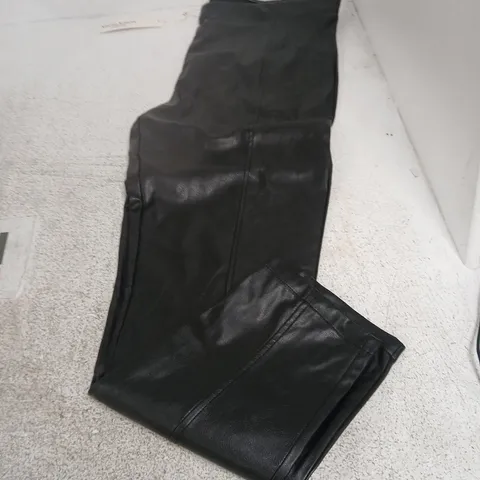 MARINA KANEVA LONDON BLACK LEATHER-LOOK TROUSERS - SIZE 16
