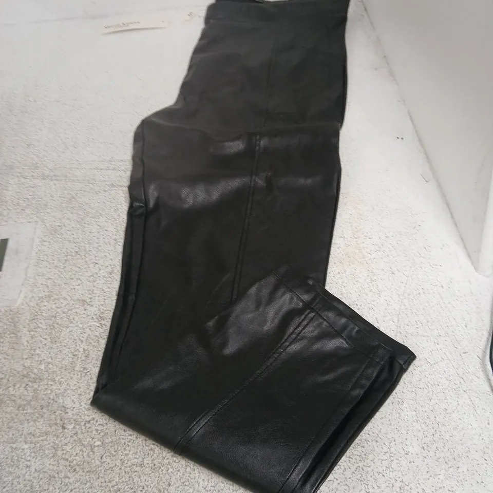 MARINA KANEVA LONDON BLACK LEATHER-LOOK TROUSERS - SIZE 16