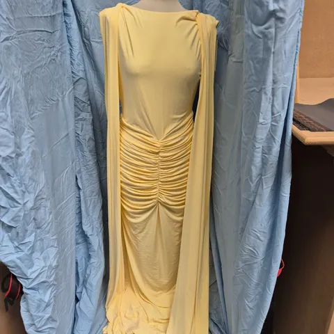 CLUB L LEMON BOAT-NECK MAXI DRESS WITH CAPE SLEEVES - UK 14