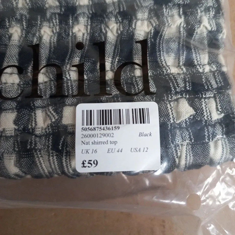 NOBODY'S CHILD NAT SHIRRED TOP – BLACK, UK 16 (EU 44, USA 12)