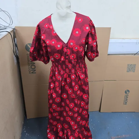 FINERY DRESS – RED FLORAL MAXI, UK 10