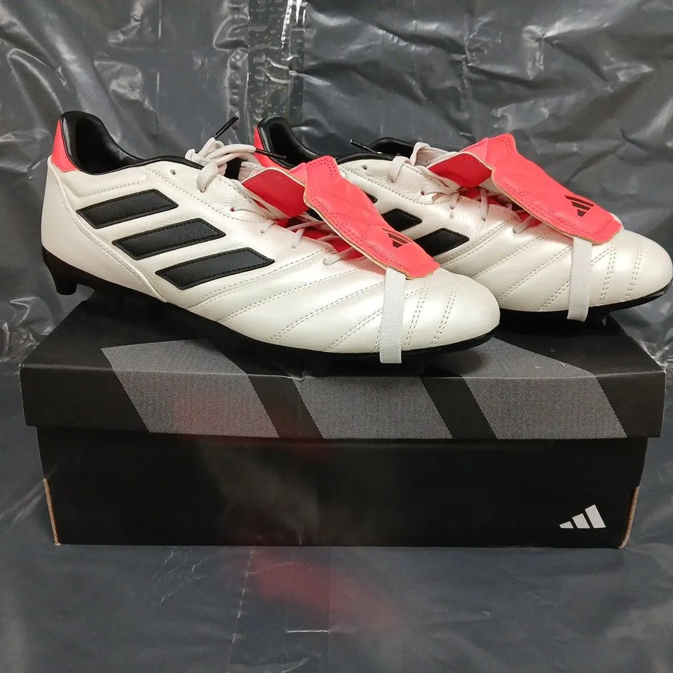 BOXED PAIR OF ADIDAS COPA GLORO FOOTBALL BOOTS IN WHITE/BLACK/RED SIZE UK 11.5