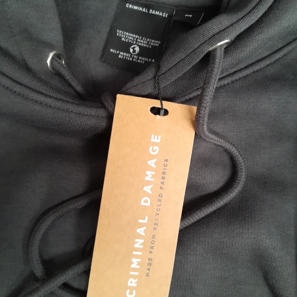 CRIMINAL DAMAGE ECO HOODIE IN CHARCOAL - MEDIUM