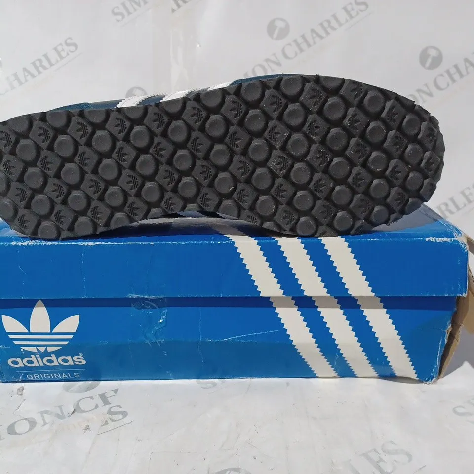 BOXED PAIR OF ADIDAS POTOSINO SHOES IN BLUE/WHITE UK SIZE 9.5