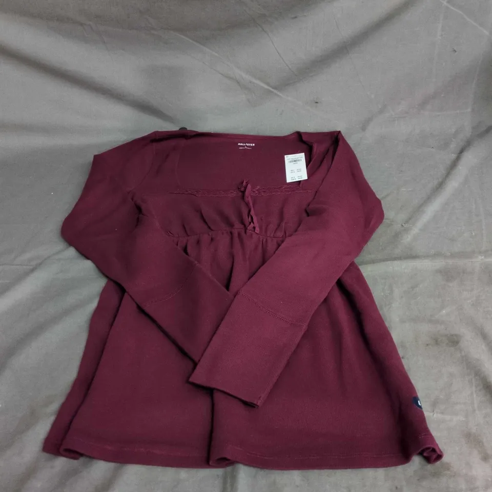 HOLLISTER WOMEN'S KNIT TOP – BURGUNDY, SIZE L