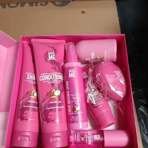 GIVE ME HAIRCARE SET – ARGAN OIL & COCONUT OIL, PINK BOXED GIFT SET