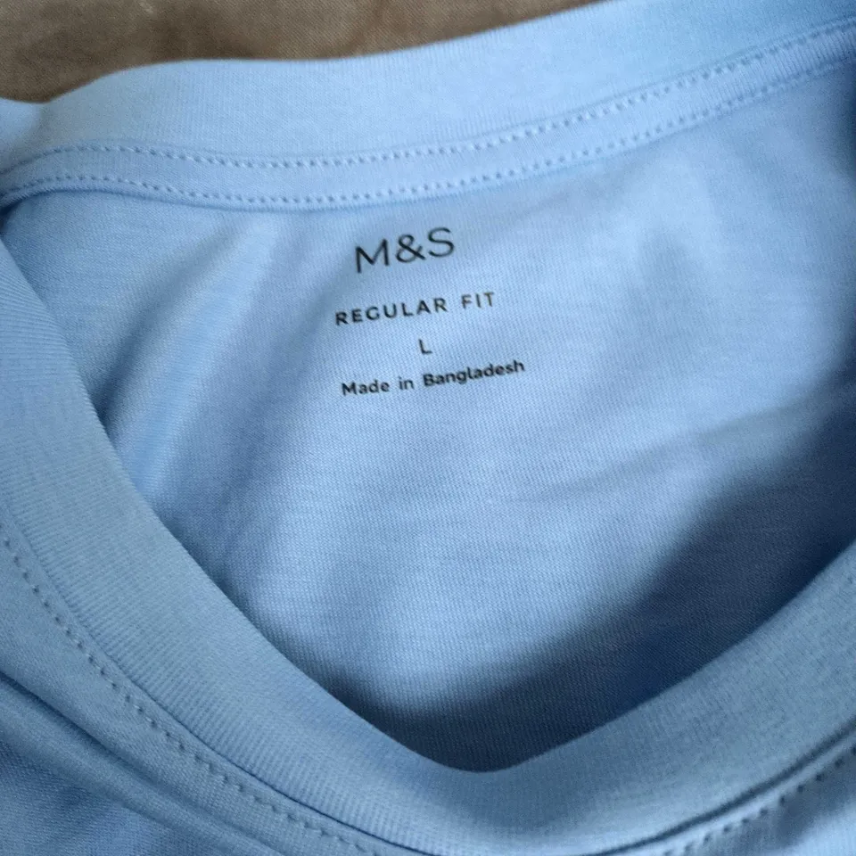 M&S REGULAR FIT T-SHIRT – LIGHT BLUE, SIZE L