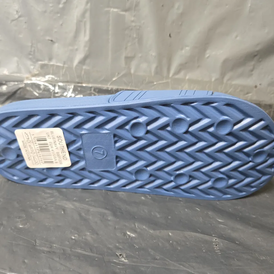 UNBOXED PAIR OF BEN SHERMAN SOUTHEND SLIDES IN BLUE - SIZE 7