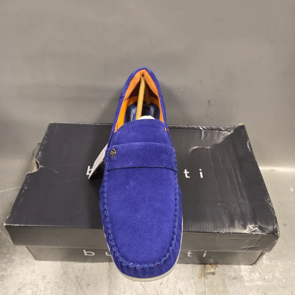 BOXED PAIR OF BUGATTI SLIP ONS IN BLUE - 11