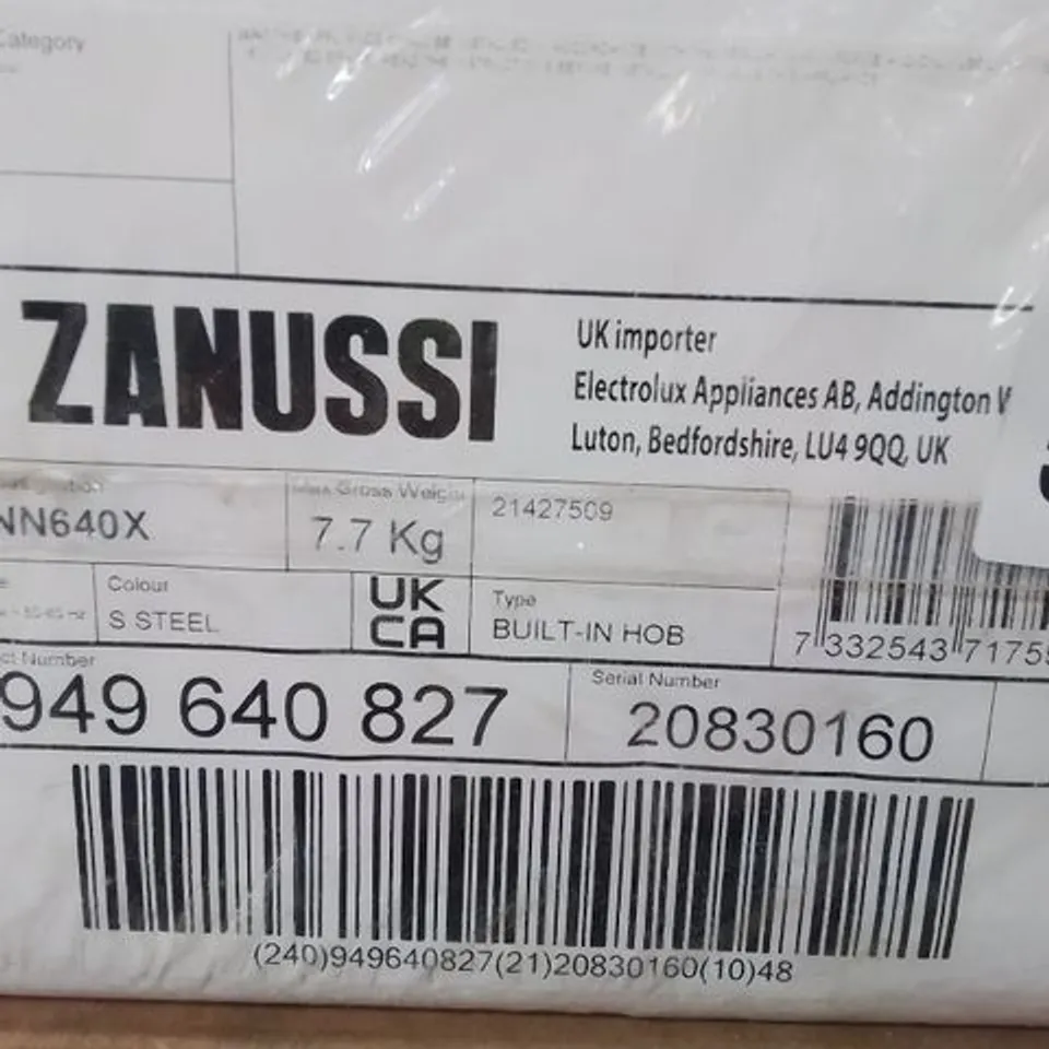 ZANUSSI INTEGRATED 59CM GAS HOB - STAINLESS STEEL Model ZGNN640X RRP £209