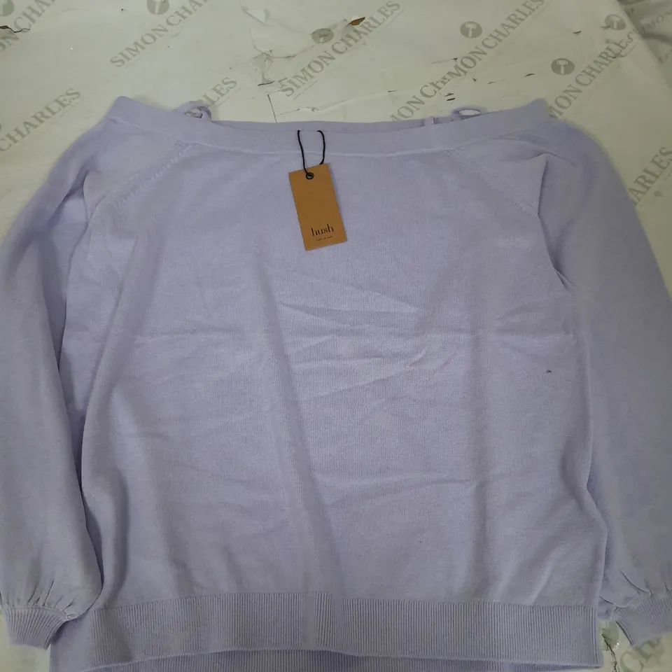 HUSH ANGELA OFF SHOULDER KNITTED PURPLE TOP - SMALL