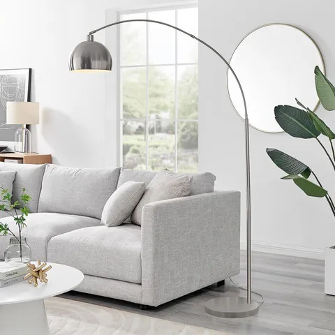 BOXED HOLDEN CHROME SILVER FLOOR ARC STANDING LAMP (2 BOXES)