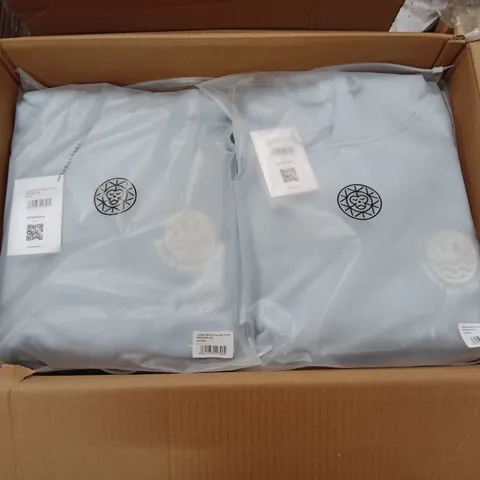 BOX OF APPROXIMATELY 14X BRAND NEW BRASS MONKEY LADIES HOODY - ICE BLUE, BMAW24LH02 // SIZE: L