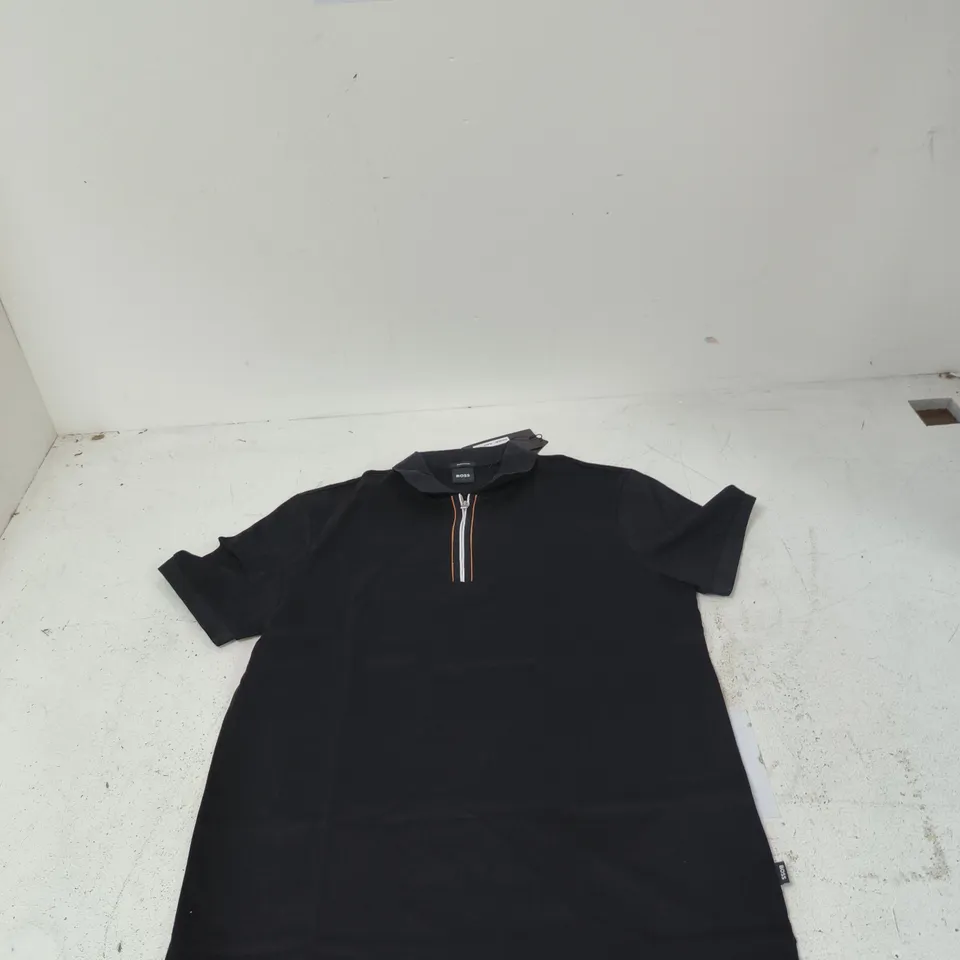 HUGO BOSS MERCERISED POLO SHIRT – BLACK, SIZE M