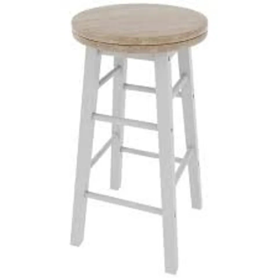 BOXED LASSIC VIDA DESIGNS WOODEN REVOLVING BAR STOOL - WHITE (1 BOX)