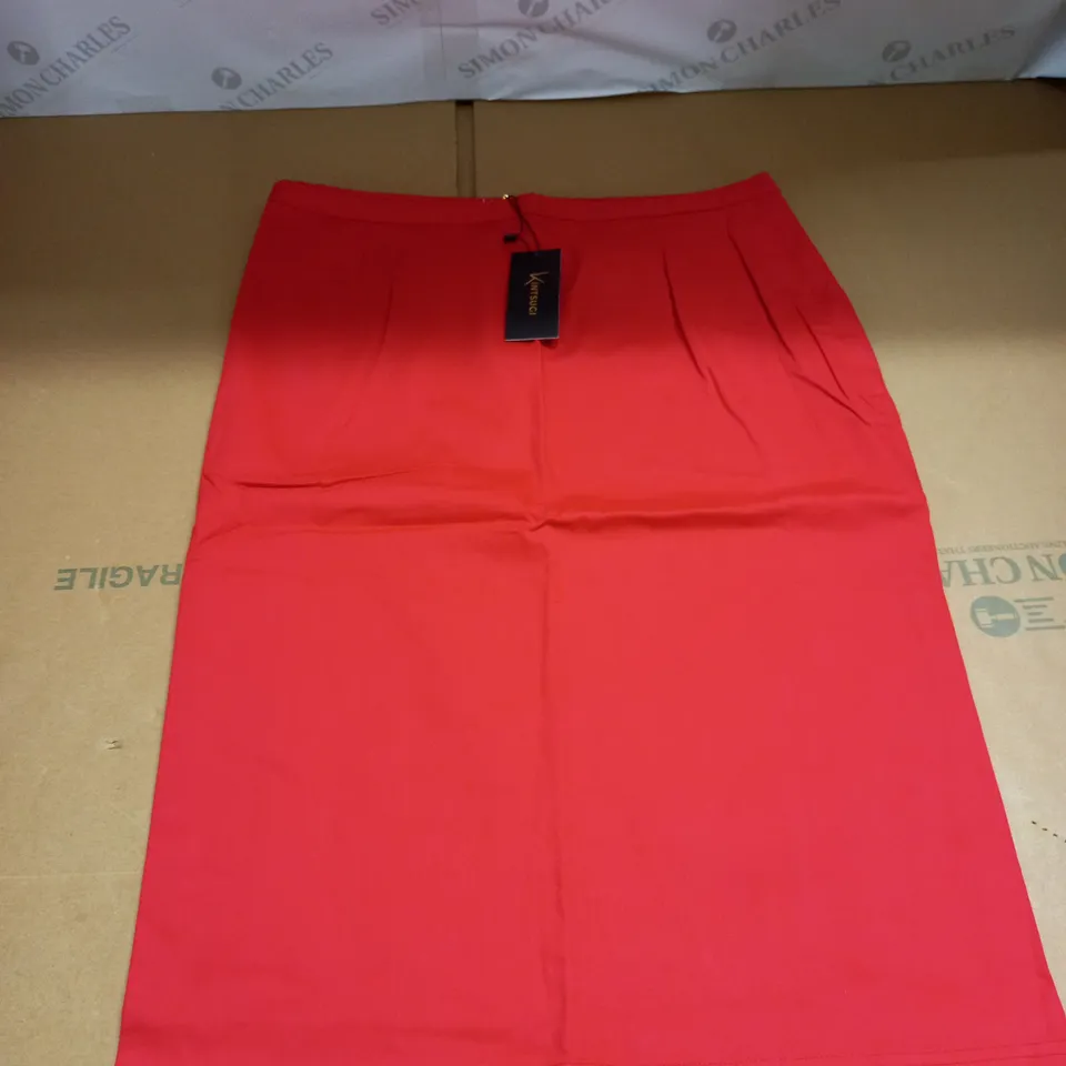 KINTSUGI WOMENS RED PENCIL SKIRT WITH HIDDEN VELCRO OPENING SIZE 20